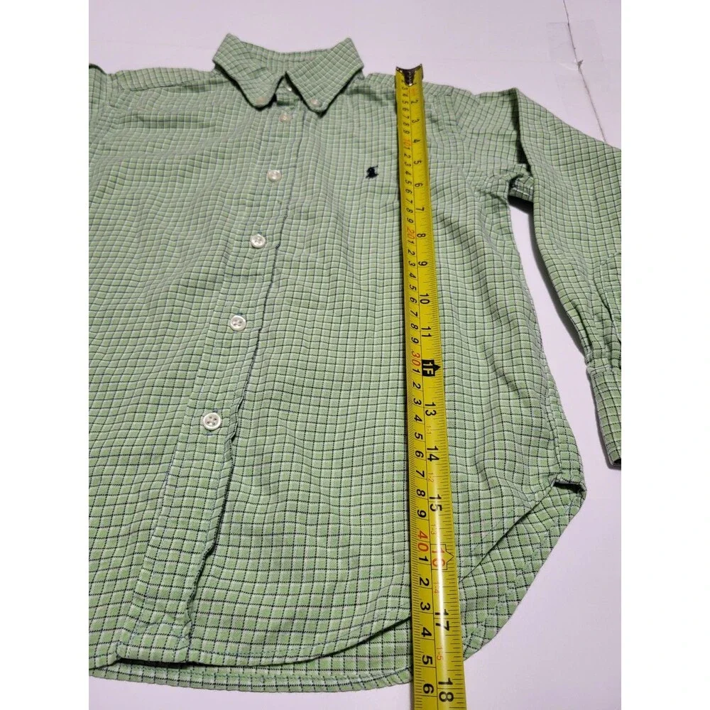 (#16) Polo Ralph Lauren Button Up Size Toddler 4T Green Check Plaid Long Sleeve